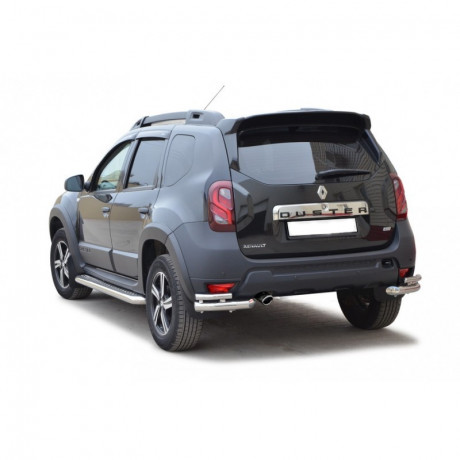 Защита заднего бампера «Уголки двойные» (d63.5) для Renault Duster (2015-н.в.)(Окрашенное) купить недорого с доставкой в Долгопрудный