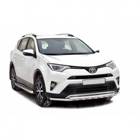 Защита переднего бампера «Труба двойная» (d51) для Toyota RAV4 рестайлинг (2015-н.в.)(Окрашенное) купить недорого с доставкой в Долгопрудный