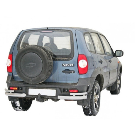 Защита заднего бампера угловая "Уголки двойные" B@3 2123 "Chevrolet Niv@" RS (d63.5)(Нерж. Сталь) купить недорого с доставкой в Долгопрудный