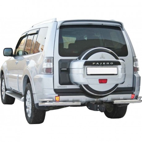 Защита заднего бампера «Уголки двойные» (d63,5) для Mitsubishi Pajero IV (2006-2015)(Окрашенное) купить недорого с доставкой в Долгопрудный