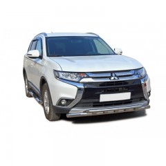 Защита порогов «Труба с проступью» (d76) для Mitsubishi Outlander (2015-н.в.)(Окрашенное)