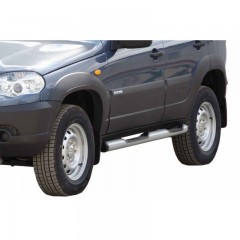 Защита порогов «Труба с проступью» металлическая заглушка B@3 2123 "Chevrolet Niv@" RS