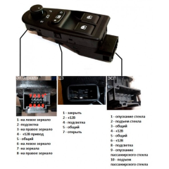 Блок управления стеклоподъемниками и зеркалами B@3 1118 L@DA K@lin@ с разъемами
