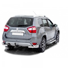 Защита порогов «БУМЕР» алюминиевая с резинкой для Nissan Terrano (2014-н.в.)