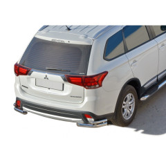 Защита заднего бампера «Уголки двойные» (d63,5) для Mitsubishi Outlander (2015-н.в.)(Нерж. Сталь)